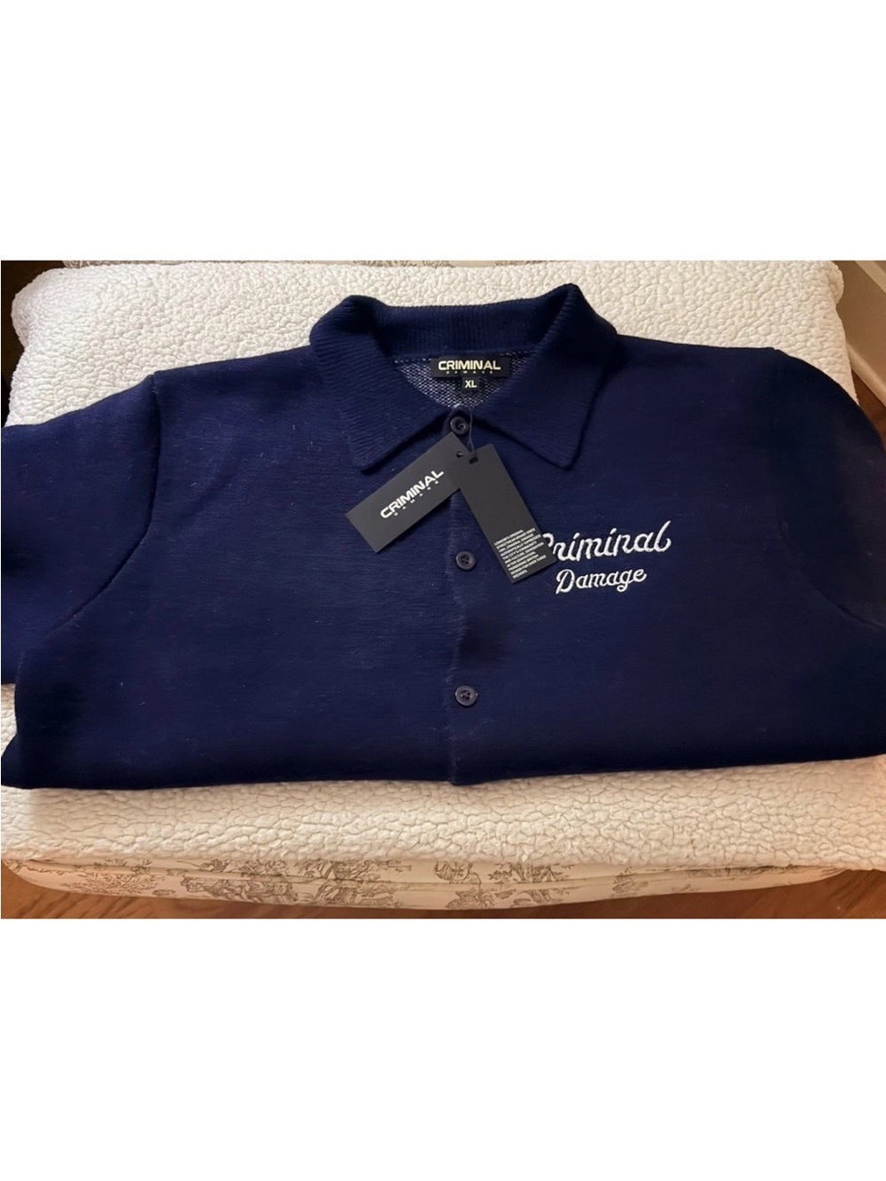 Criminal Damage Men's Navy Lightweight Polo Jacket